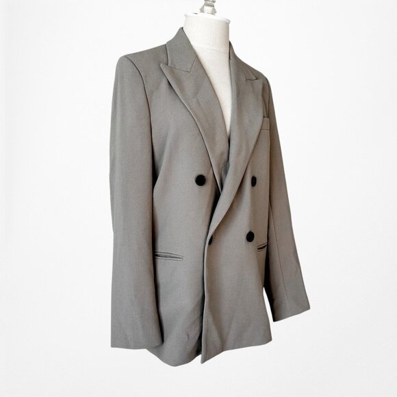 Zara Brown Double Breasted Oversized Fit Shoulder Padded Blazer Jacket Size XS/S - Picture 4 of 6